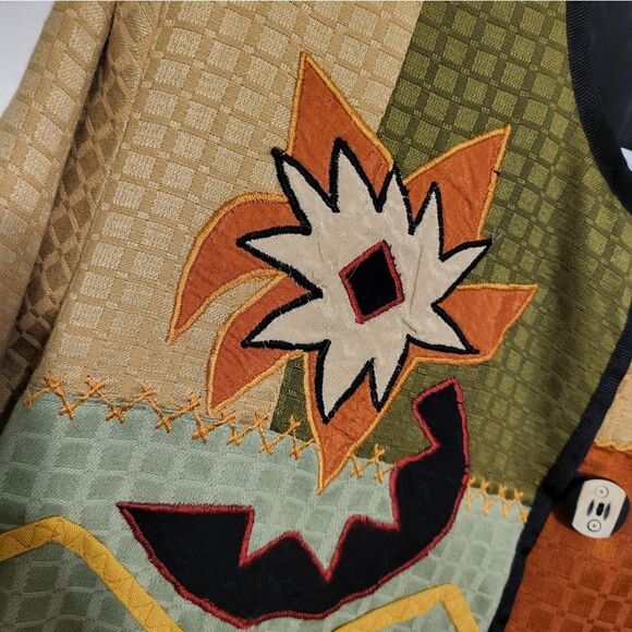 Alex Kim Fall Autumn Southwest Aztec Patchwork Multi Print Jacket, Size M - Picture 10 of 11
